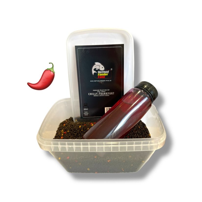Premium Pellet Mix SET FLUO 500g + 200ml - Príchuť: Chilly - Frankfurt