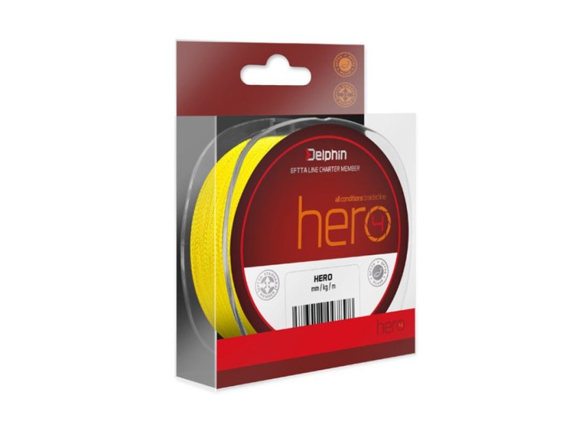 Delphin HERO 4 / fluo žltá šnúra - Veľkosť: Delphin HERO 4 / fluo žltá | 0,25mm 16,8kg 300m
