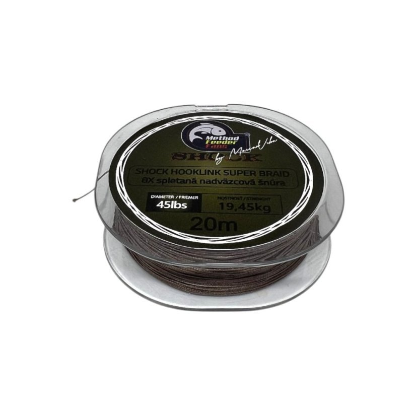 SHOCK HOOKLINK SUPER BRAID 8x 20m - spletaná nadväzcová šnúra - Priemer: 45lb 20m 19,45kg