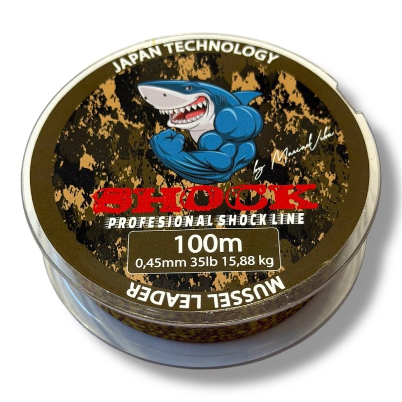 SHOCK MUSSEL LEADER CAMO - Priemer: 45lb 100m 20,41kg