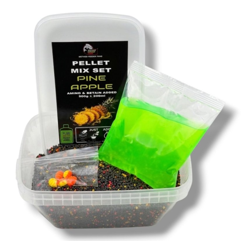 Pellet Mix SET FLUO 500g + 200ml + Worms Wafters - Príchuť: Sweet Mango - Sladké Mango