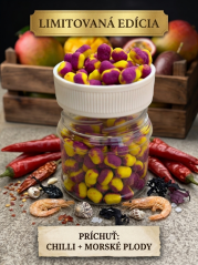 🦑 Dvojfarebné Wafter Dumbells 5 mm – Morské plody + Chilli (Fialovo-žltá) – LIMITOVANÁ EDÍCIA