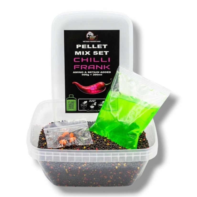 Pellet Mix SET FLUO 500g + 200ml + Worms Wafters - Príchuť: Sweet Mango - Sladké Mango