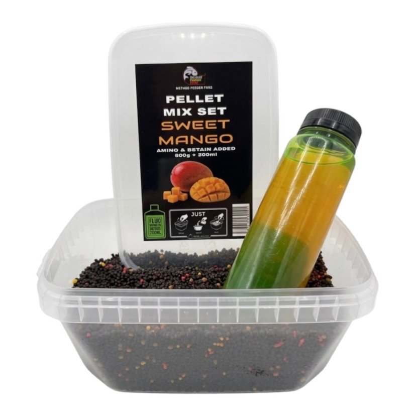 Pellet Mix SET FLUO 500g + 200ml - Príchuť: Strawberry - Jahoda