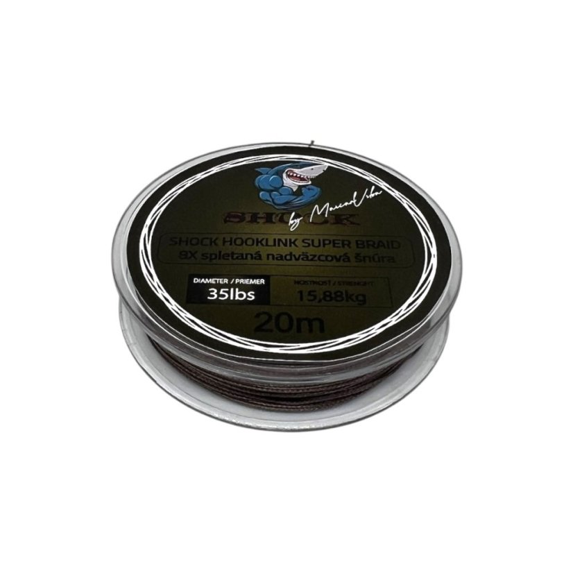 SHOCK HOOKLINK SUPER BRAID 8x 20m - spletaná nadväzcová šnúra - Priemer: 45lb 20m 19,45kg