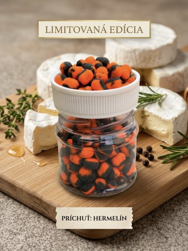 🧀 Dvojfarebné Wafter Dumbells 5 mm – Syr Hermelín (Oranžovo-čierna) – LIMITOVANÁ EDÍCIA