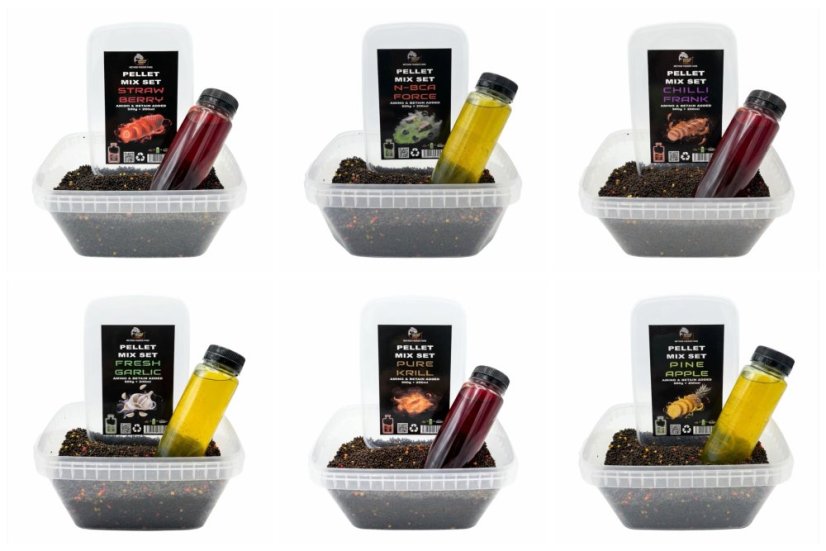 Pellet Mix SET FLUO 500g + 200ml - Príchuť: Strawberry - Jahoda