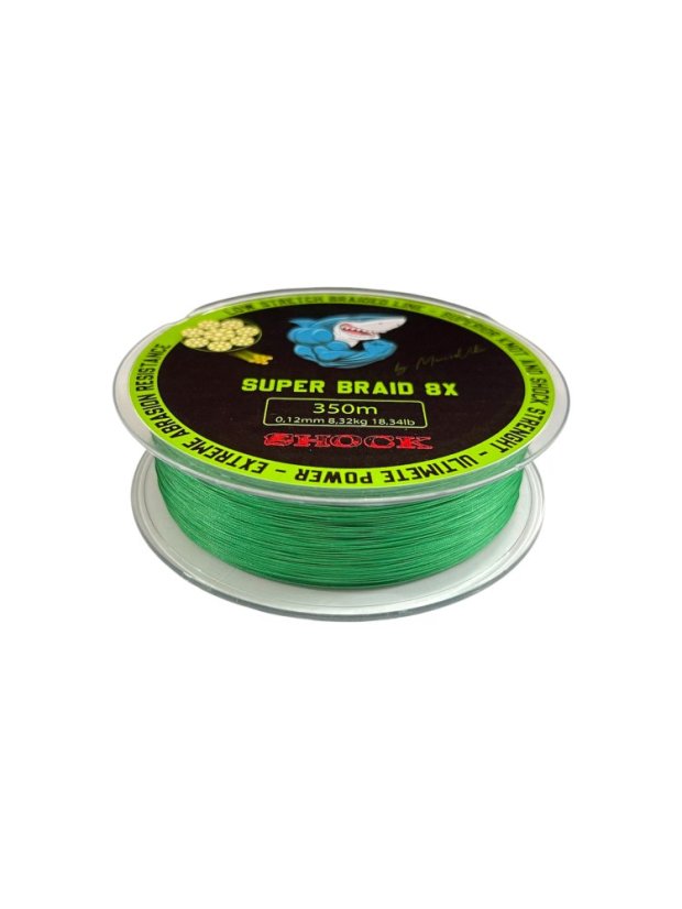 SHOCK SUPER BRAID 8x 350m - spletaná šnúra - Priemer: 0,30mm 21,55kg 350m