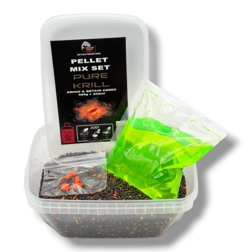 Pellet Mix SET FLUO 500g + 200ml + Worms Wafters - Príchuť: Sweet Mango - Sladké Mango